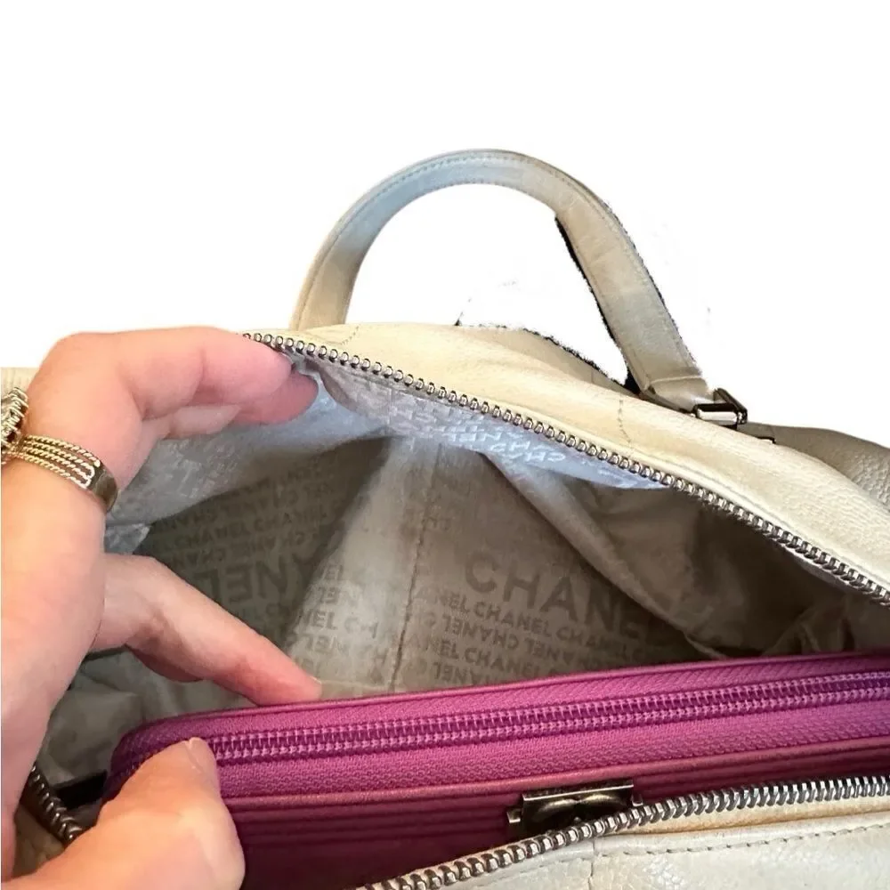 Chanel Top Handle white leather Bag